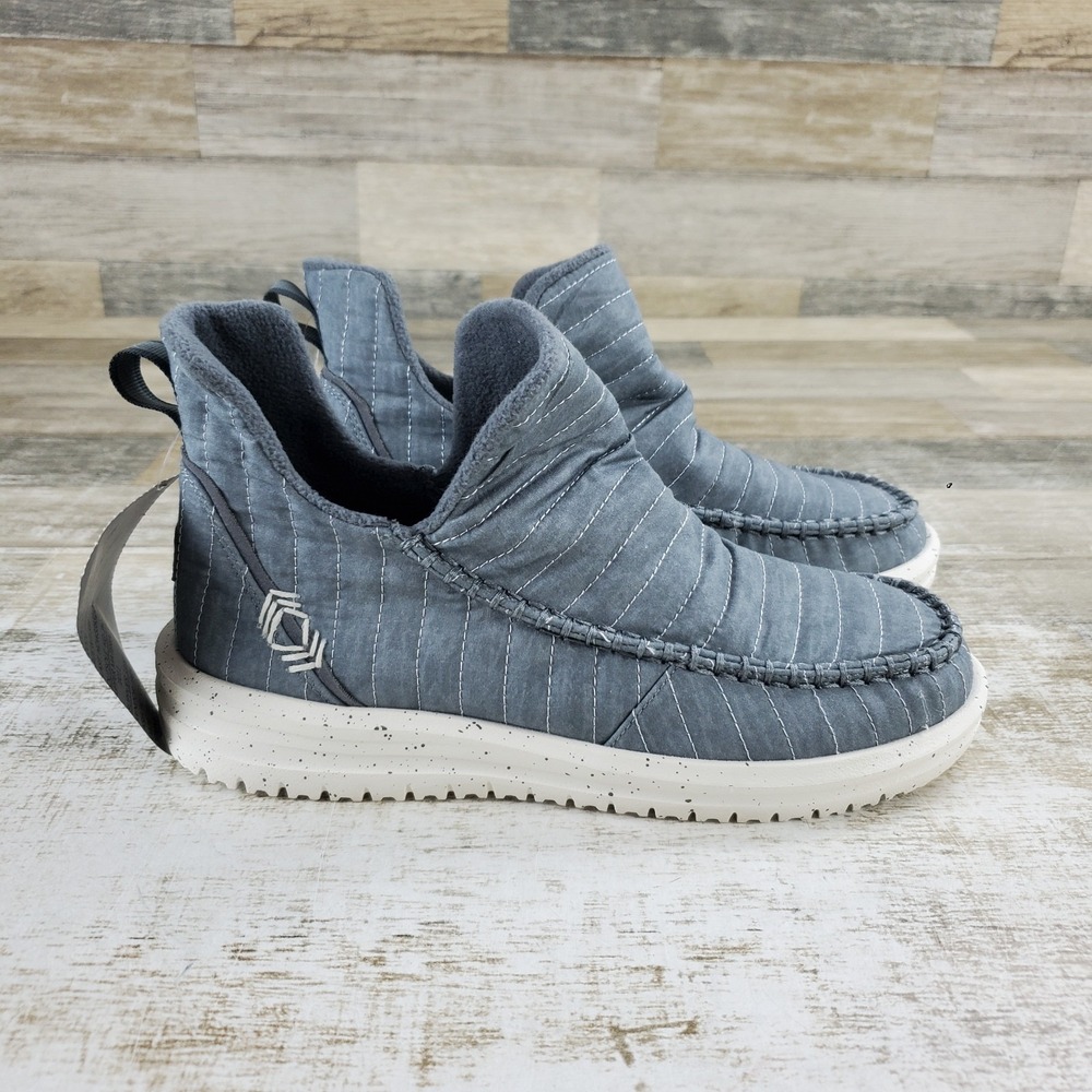 Hey Dude Camden Quilted Womens Shoes Sz 7 Charcoal Comfort Slip On Round Toe